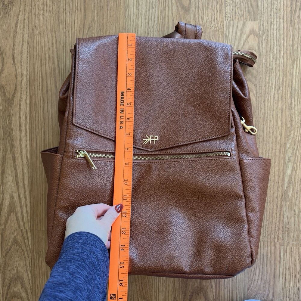 Freshly Picked Convertible Classic Diaper Bag ll Backpack Cognac Brown Leather - Picture 3 of 16